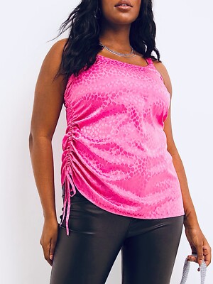 PINK Satin Vest Top Plus Size 18/20 22/24 26/28 30/32 Love Hearts