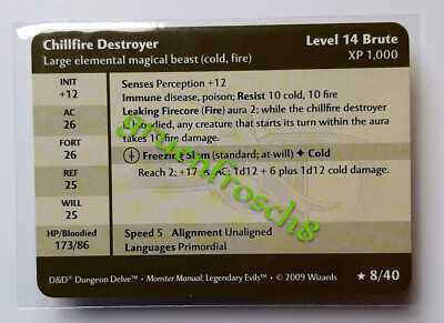  CHILLFIRE DESTROYER  08 RARE  DDM MONSTER MANUAL LEGENDARY EVILS D&D STATS CARD