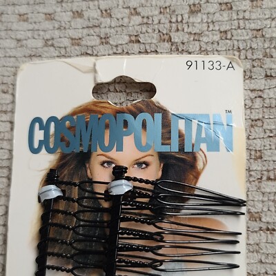 NEW Vintage Cosmopolitan - Black Metal Hair Combs 91133-A NOS 2001