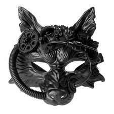 Black Steampunk Wolf Mask with Air Gas Design for Halloween and Masquerade