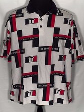 T.H. Sports Gear Made in USA Mens Size XL Red White Blue Polo Shirt - Stained