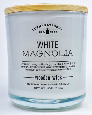 Scentsational WHITE MAGNOLIA Soy Blend WOODEN WICK