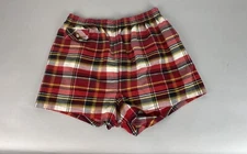 VTG 1950s Towncraft Men's Swim Trunk Shorts S/M Cotton Plaid Red