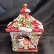 Vintage Fitz and Floyd Holiday Treasures Box Chickadee New Open Box 