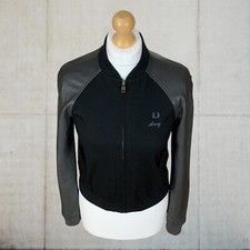 Fred Perry X Amy Winehouse Black Grey Harrington Bomber Jacket Size 8 Small