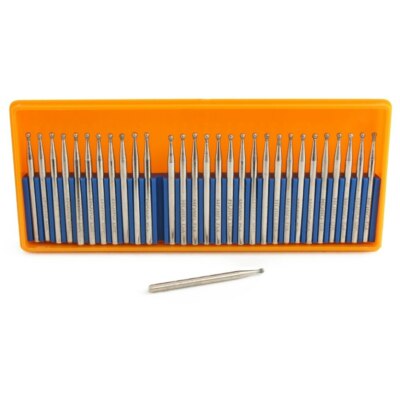 30 Pcs Bur Diamond Grinding Bits 1-5mm Round Ball Head Carving Burrs Shank 3mm
