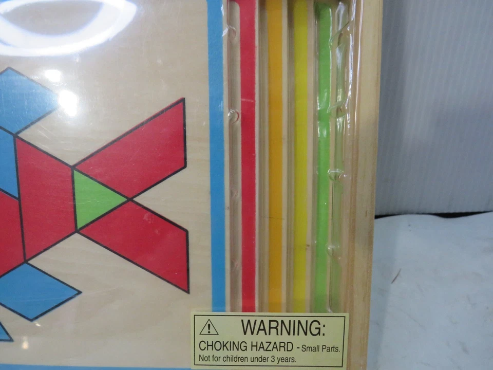 Melissa And Doug Classic Wooden Toy Mosaics Pattern Blocks Shapes Color Scenes - Image 4 of 4