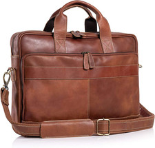 Leather Briefcase 18 Inch Laptop Messenger Bags for Men and Women Best Office Br