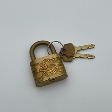 MIL Spec Unis-France Vorhängeschloss Antik Schloss aus Messing 2 Schlüssel NOS