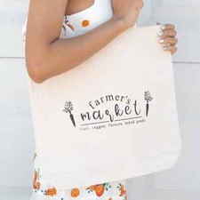 farmer's market design 100 organic cotton canvas tote bag with gusset