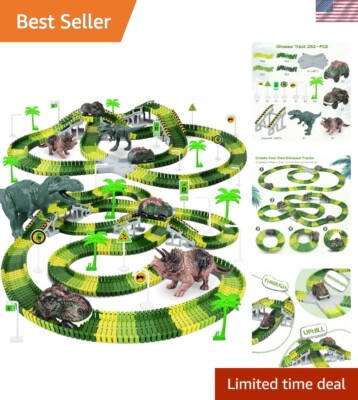 Creative Dinosaur Race Tracks Set - 252 PCS with 2 Cars for Fun Playtime