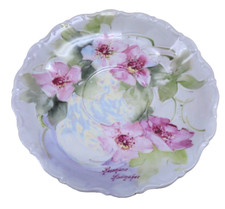 #26 Wild Roses Oregon IPAT Artista Plato de taza de té de porcelana pintado a mano 1984