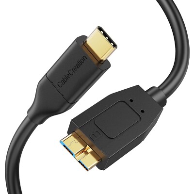 Cable Creation Black 1 ft/ 0.3m USB 3.1 Type-C Male to Micro B Male 10G/3A