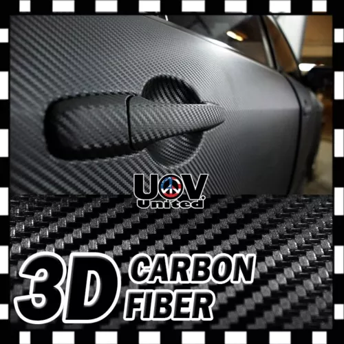 12" x 60" Premium Matte Black 3D Carbon Fiber Vinyl Wrap Bubble Free Release U1