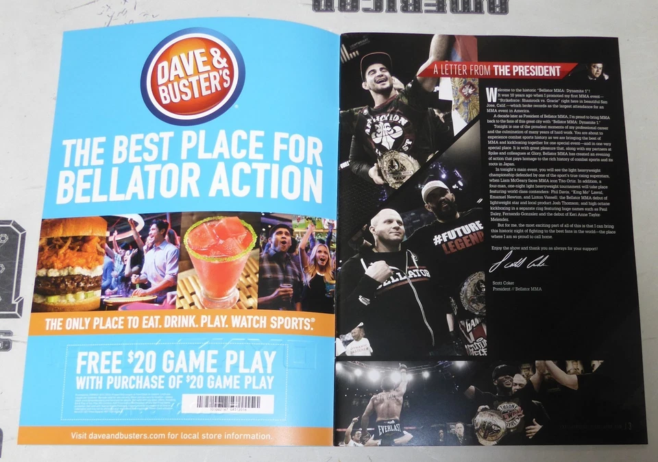 Liam McGeary Saulo Cavalari +7 Signed Bellator MMA Glory Dynamite Event Program - Image 2 of 4