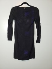 Elie Tahari Design Nation Womens Dress Size XS Black Purple Fitted Sweater Knit