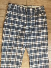 1970s Orange Blue Plaid Multicolor Disco Pants