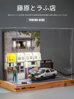 AE86 Model Car Alloy Initial D Fujiwara Tofu Shop Scene Model Ornaments Gift
