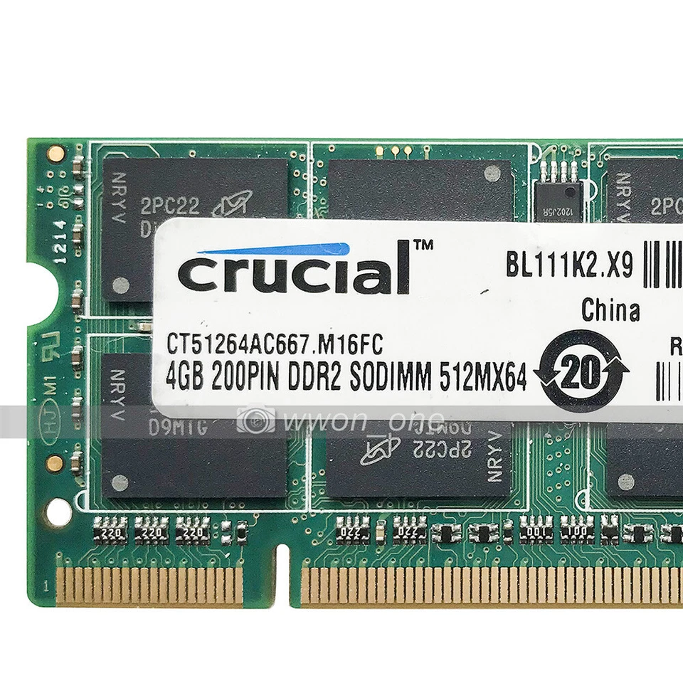 Crucial 4GB 8GB 16GB RAM PC2-5300 DDR2 667Mhz 200Pin SODIMM Laptop Memory RAM - Image 3 of 4