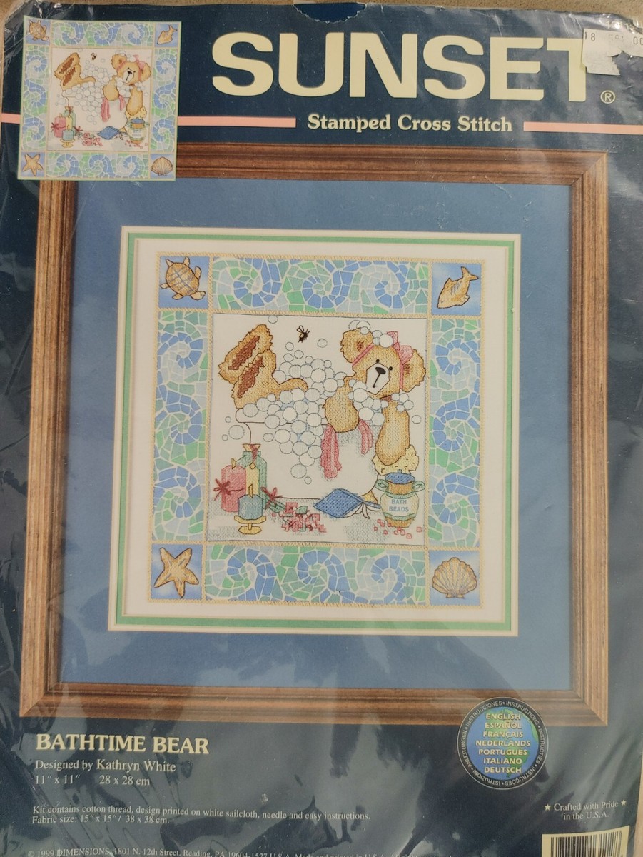絵画 Sunset Bathtime Sunset Stamped Cross Stitch Pattern 13112 Bathtime Bear 11