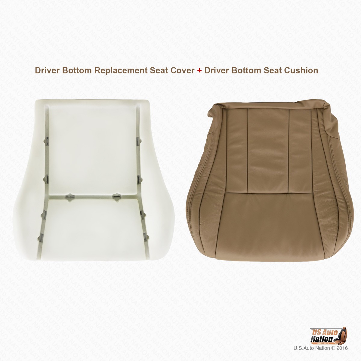 Driver & Passenger Bottom Seat Cover + Foam Cushion Set For 1996-2002 Toyota 4Runner – Oak Tan, 4 Pcs