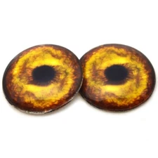 Pair Golden Lion Inspired Glass Eyes Jewelry Doll Taxidermy Flatback Cabochons
