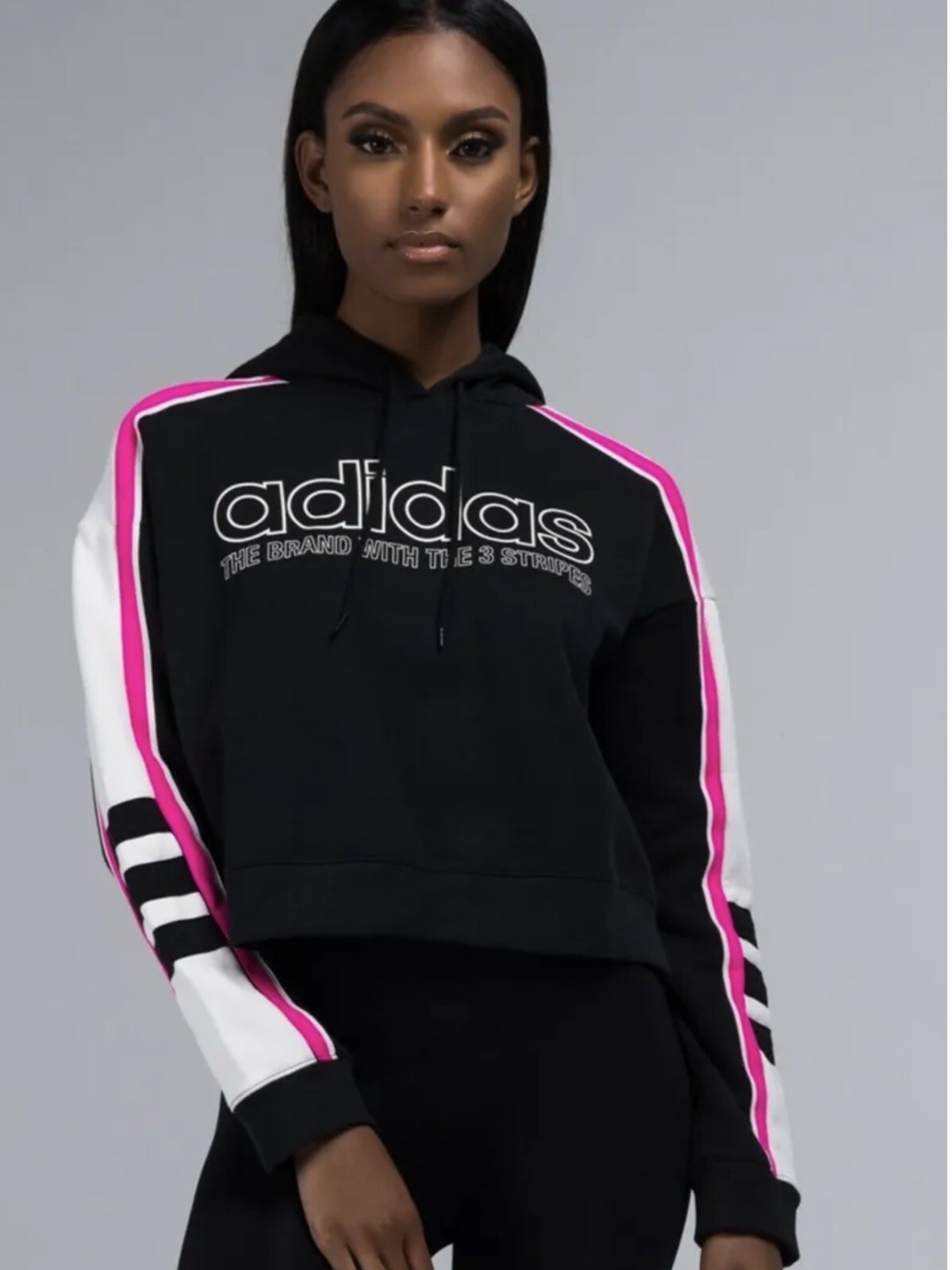 Adidas Originals Women’s Trefoil Racing Hoodie Cropped Retro Track Size S  thumbnail 5