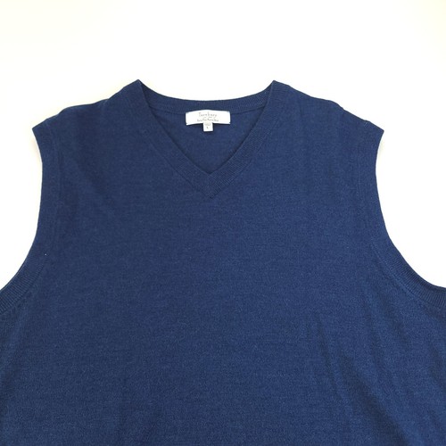Turnbury Sweater Vest Mens Large Blue V Neck Extra Fine Merino Wool Super Soft - - Picture 2 of 11