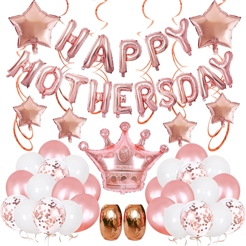 56 Pcs HAPPY MOTHER'S DAY Balloon Set Decoration for Mother'S Day Party (Rose Go