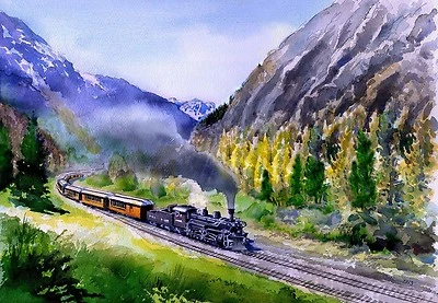 BELLA TERRA Durango & Silverton Narrow Gauge Railroad Colorado Watercolor Art Notecards