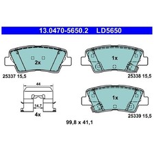 Satz Bremsbeläge Bremsklötze hinten für KIA CEE-D JD Ceed CD Niro DE 1 | 2414
