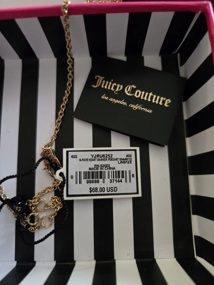 Juicy Couture Pavé Corazón Banner Colgante 32" Azul NUEVO CON ETIQUETAS Foto 4 de 4
