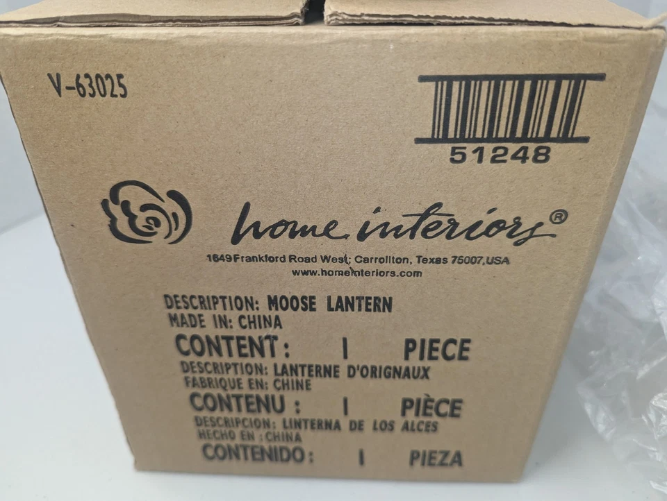 Linterna vela luminaria alce de Navidad interiores hogar vintage 8" nueva de stock Foto 2 de 4
