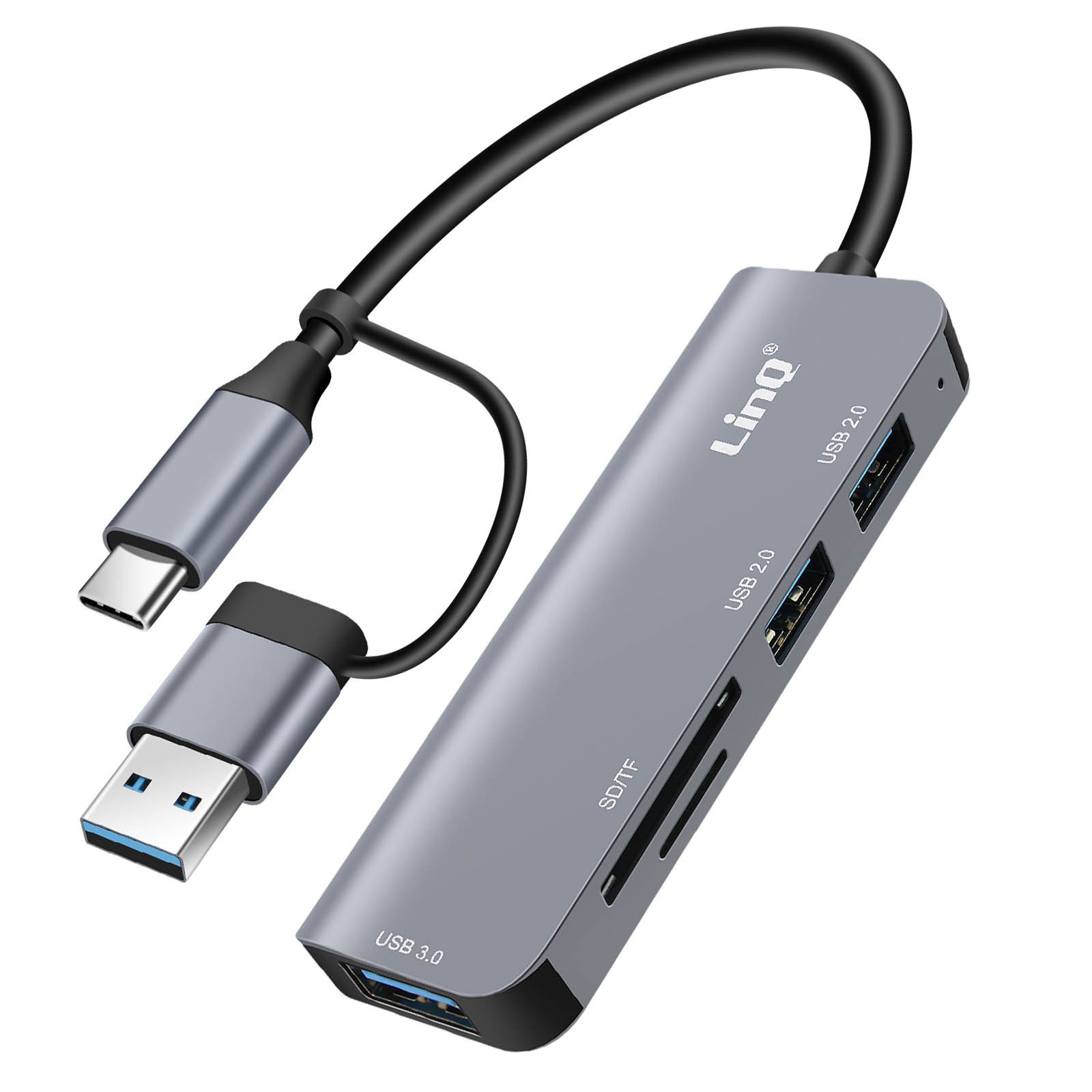 Hub USB C et USB multiport LinQ adaptateur USB 3.0 lecteur carte SD TF PC Mac