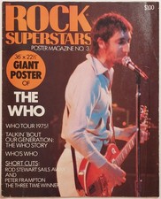 Rock Superstars Magazine 1975 WHO Peter Frampton Townshend Poster Rod Stewart