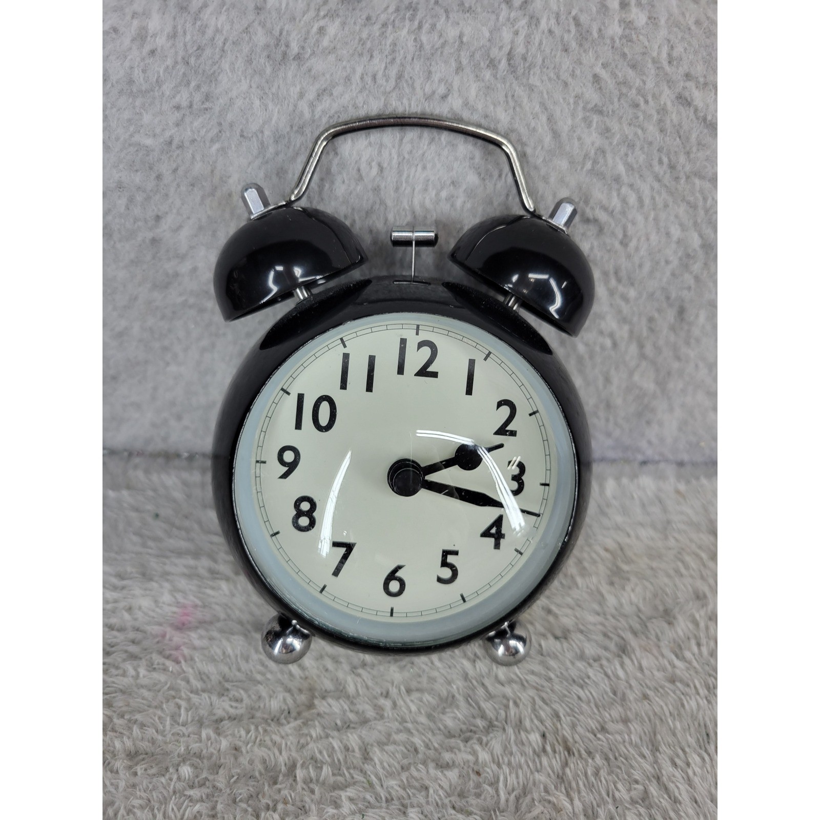 Black Metal Mini Bedside Table Clock