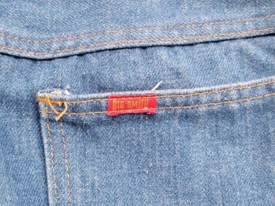 Vintage 70s Big Smith Blue Jeans Thrashed Grunge Men 32x28 Scovill Zip Workwear