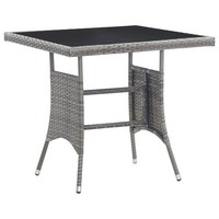 Gartentisch Quadratisch Wetterfest Polyrattan Grau 80X80X74 Cm