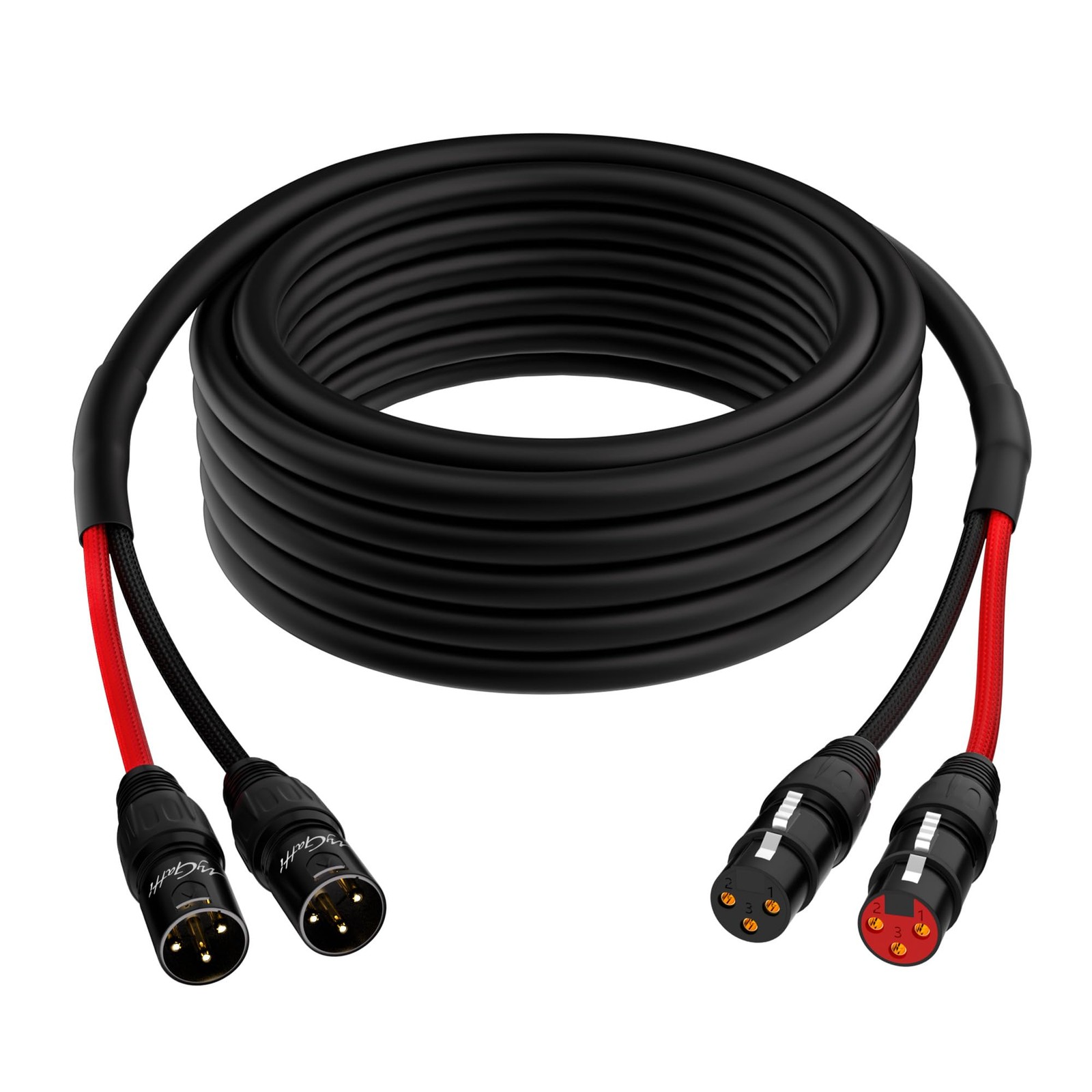 2Channel XLR Snake Cables 10FT, 2 Colored XLR Male to Female Microphone Cable...