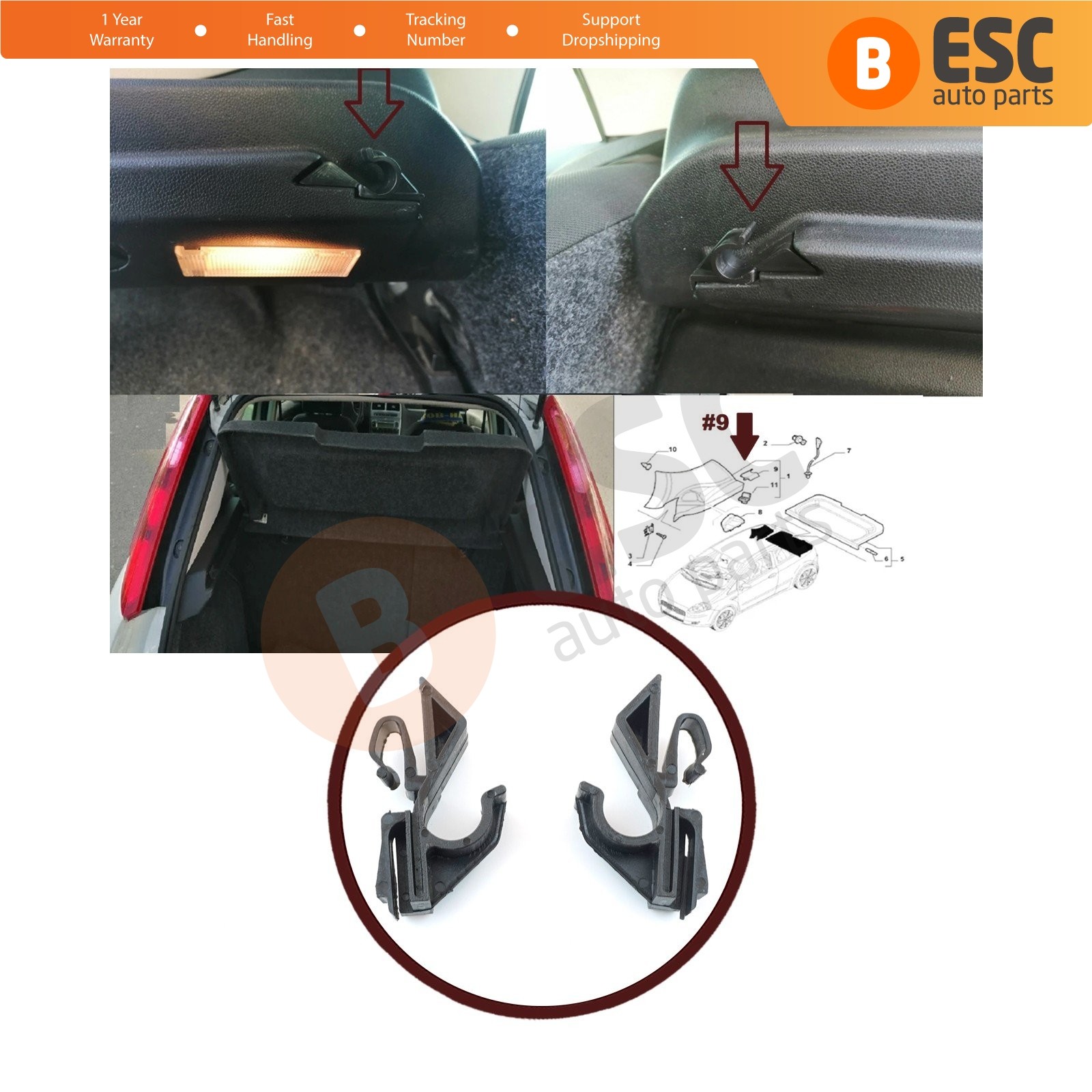 Rear Shelf Clips 71719952 for Fiat Doblo Fiorino Punto Stilo Nemo Bipper Ypsilon