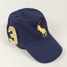 Vintage Polo Ralph Lauren Cap Hat Big Pony 3 Blue Yellow Pony Youth 8-20