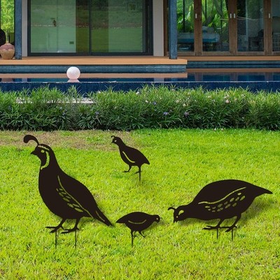4x Vogel Tier Statue Gartendeko Foto Requisiten Terrasse Pfahl Deko