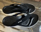 CROCS Women’s Crocband Flip Flops Thong Sporty Beach Sandals SZ 7 Black White — photo 3