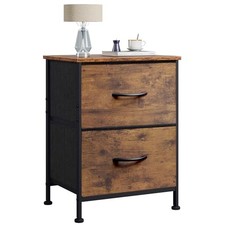 Night Stand, Small Dresser with 2 Drawers & Wooden Top, 1 Piece A-rustic Brown