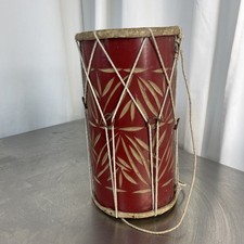 Vintage Original Indian Drum from Goa Dholak Made In The 1990s Dark Red Boho