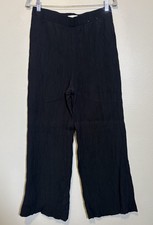 Abercrombie Fitch Crinkle Textured Pull On Pants Black Wide Leg Relax Medium