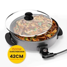 SUPERLEX Elektrische Multipfanne 1500W, Elektropfannen Pizzapfanne mit Deckel