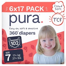 Pants 360 Stretch Size 7 37 lbs 102 Count Pura Diaper disposable overnight