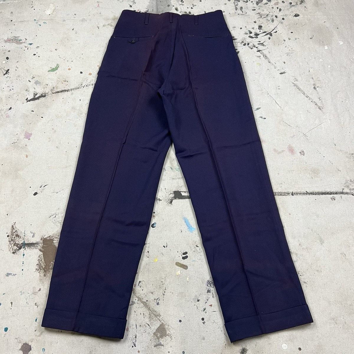 50s rayon gabardine 絣スラックス Vintage 50s Purple Gabardine Rayon Drop Loop Pants Trousers Men