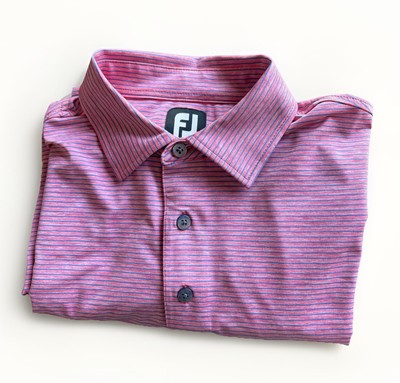 Foot Joy LG Golf Course Golf Polo Shirt Red Blue Striped Large 
